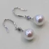 Boucles d'oreilles pendantes, crochet de boucle d'oreille en perles d'eau douce, goutte de 10mm