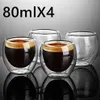 Ny värmebeständig dubbel väggglas kopp öl espresso kaffekopp set handgjorda öl mugg te glas whisky glas koppar drinkware270g