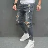 Men's Jeans New Men Stylish Ripped Skinny Pencil Jeans Pants Streetwear Male Hip Hop Holes Stretch Slim Denim Trousers J230928