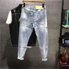 Jeans för män svarta grafiska mens cowboybyxor med hål trasiga rippade tryckt trasiga grunge harajuku sommarsträcka xs byxor