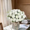Décorations de Noël Têtes Fleurs artificielles Roses en soie Bouquet de fête de mariage de Noël Produits ménagers Vases pour la décoration de la maison