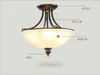 Taklampor Simple European Style Country Lamps American Retro Plafond Light Restauratn Study Iron Antique Glass Semi