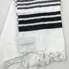 Halsdukar Tallit Prayer Shawl 55x74 "140x190cm Israel Black Silver Stripes Gadol Tzitzit för Wash Iron Gift Bar Mitzvah 230927