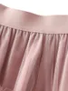 スカート女性マルチレイヤーフリルチュールスカートピンクピンクエレガントなアインラインフェアリーエラスティックウエストケーキロングパーティー