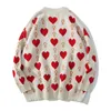 Men's Sweaters Heart-shaped Cardigan Sweater Men Street Oversized Knitted Pullover Casual Hip Hop Couple Jumper Harajuku V-neck Cardigan Unisex 230927