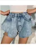 Shorts pour femmes été lâche grande taille denim sexy hakama mode rétro décontracté tout-match fleur bourgeon dames jeunesse