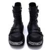 Женские дизайнерские ботинки martin в стиле панк, осенние женские мотоциклетные ботинки на плоском каблуке с пряжкой на платформе, ботинки среднего размера, большие размеры 35-40