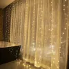 Julekorationer Curtain LED String Lights Garland Decoration 8 Modes USB Fjärrkontroll Holiday Wedding Fairy For Bedroom Home 230921