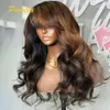 Synthetic Wigs Wear and Go Glueless Wig 250 Density Ombre 1b 30 Brwon Body Wave 13x4 Transparent Lace Front Human Hair With Bang For Women 230927