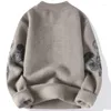 メンズセーター2023冬の模倣ミンクベルベットハーフタートルネックルーズメンウォームシーターセーターカジュアル長袖グラデーションカラー