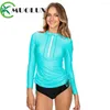 ملابس السباحة للسيدات Muolux 2023 بيكيني مجموعة ملابس السباحة قطعتين طويل الأكمام Tankini Women Sport Sold Print Surfing Sweating Suity Beacher