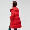 Casacos de trincheira femininos para baixo jaqueta feminina inverno 2023 moda quente algodão acolchoado casaco estilo ocidental pato branco parkas lapela longo outwear mulheres