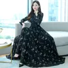 Casual Dresses 2023 Summer Beach Maxi Dress For Women O-neck Long Sleeve Printing Retro Temperament Waist Slimming Party Vestidos