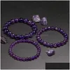 Charm Bracelets Natural Amethyst Women Couple Stone Purple Quartz 6 8 10Mm Bead Bangles Jewelry Gifts 230215 Drop Delivery Dhsnz