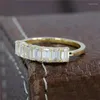 Cluster Rings Randh 7 Pieces Emerald Cut Moissanite En tredje Pave Dainty Eternity Classical 18K Real Gold for Women Gift