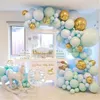 84-teiliges Set Macaron Blau Pastell Luftballons Girlande Bogen Set Konfetti Geburtstag Hochzeit Babyparty Jubiläum Party Dekoration1265U