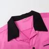 Męskie koszule spersonalizowane koszulę z krótkim rękawem Wysoko jakościowa moda mężczyźni Patchwork Rockabilly Style Bluzka Bluzka