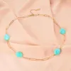 Anhänger-Halsketten, elegante blaue Acrylperlen-Gliederkette, Halskette aus Edelstahl für Damen, Schmuck, tägliches Zubehör, Geschenk