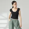 Bühnenkleidung Erwachsene sexy Baumwolle rückenfrei Slim Fit U-Ausschnitt Bauchtanz Musle T-Shirt kurzes Top Kostüm für Frauen Zugtanzkleidung