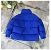 Kindjas kinderen down jassen baby jas meisjes jongens kleding kind jassen top luxe merk driehoek bord warm comfortabel 100% gans down vulling blauw wit01