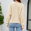 Suéteres para mujer Suéter para mujer Suéter con manga de murciélago Camisa camisola Top con cuello en V Básico Otoño Ajuste holgado Color sólido Estilo casual Traje diario