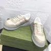 Automne Unisexe Sneaker Mode Couple Imprimer Semelle Épaisse Bout Rond Couleur Mélangée Appartements Designer Dames Hommes À Lacets Casual En Cuir Véritable Chaussures De Marche Confortables