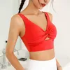 Yoga Outfit Sexy Front Twist Sports Courir Danse Longline Bras Femmes Découpe Push Up Fitness Entraînement Gym Crop Top Plus Taille Activewear