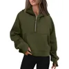 Sudaderas con capucha para mujer Sudaderas con media cremallera recortada Manga larga Polar Cuarto Jersey Trajes de otoño Ropa 230927