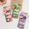 Hair Accessories 4Piece Set Girl Cute Plaid Flower Star Hairpins For Kids Children Sweet Clips Fashion Bow Barrettes Over 1Y