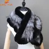 Scarves Genuine Rex Rabbit Fur Scarf With Women Winter Warm Trendy Elegant Natural Ring Female 230927