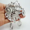 Whole - 2014 Fashion Elegant Bridal Clear Rhinestone Crystal Art Deco Flower Rose Brooch Pin Pendant296Q