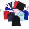 100 PCS 7x9cm Velvet Dringmstring Jewelry Bag Bag Bag Christmas Wedding Gift BLIEN Blue Pink Red Cost Cotton Rope228f