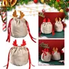 Décorations de noël sac à bonbons en corne de cerf, emballage cadeau de fête, décoration familiale en velours O5Q6