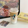 Water Bottles Korean Plastic Bottle For Ice Coffee Juice Milk Cute Frosted Reusable Bubble Tea Cups With Lid