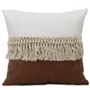 Подушка с кисточками в стиле пэчворк, кожаный диван, домашняя декоративная подушка в богемном стиле, чехол для гостиной, наволочка