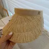 Ampla borda chapéus designer marca verão moda para mulheres ao ar livre praia chapéu de palha versão coreana vazio top sol viseira protetor solar uv seaside boné