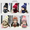 Hats Scarves Gloves Sets All-In-One Knitted Cap Windproof Beanies Hat Women Warm Knit Scarf Winter Padded Mask Neck Protector Cycling Wool