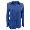 Damesblouses Blouse voor dames Casual Button-down Shirts met lange mouwen Getailleerde tunieken met kraag Tops Mode Stretch Geplooid T-shirt