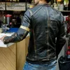 Skórzana skórzana skórzana skóra jesienna kurtka motocyklowa Mężczyzn Mężczyzny mody mody Bomber kurtki swobodny stojak na kołnierz płaszcz męski Retro Pu Biker 5xl 230927