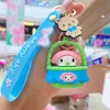 Creative Cute Flower Basket Kuromi Bag Pendant Cartoon Keychain Small Schoolbag Pendants Toy for Girl Collection Decoration 2735