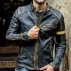 Skórzana skórzana skórzana skóra jesienna kurtka motocyklowa Mężczyzn Mężczyzny mody mody Bomber kurtki swobodny stojak na kołnierz płaszcz męski Retro Pu Biker 5xl 230927