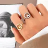 Anillos de racimo ahueca hacia fuera el corazón para las mujeres Rhinestone ajustable con incrustaciones de circón Bling brillante geométrico romántico fiesta accesorios de joyería