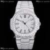 2021 TWF Paved Diamonds 5711 324SC 324CS Automatisch herenhorloge Stick Markers Volledig Iced Out Diamond roestvrijstalen armband Super 256G