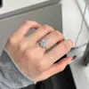 Trouwringen Dames 925 zilver Glanzend Sneeuwvlok Zirkonia Verlovingsfeest Trendy Luxe Geometrisch Klassiek Bruid Grote diamanten ring