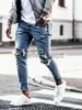 Mäns jeans 2023Hot Sale Fashion Street Style Ripped Skinny Jeans Men Vintage Solid Denim Trouser Mens Casual Slim Fit Pencil Denim Pants J230928