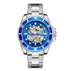 손목 시계 Pintime Casuals Men Automatic Watch 중공 골격 다이얼 Luminous Waterproof Stainless Mechanical Wristwatch 자체 용사 reelogio