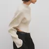 女性のセーターVII 2023ブランドr秋冬の女性服の非対称スリミングハーフハイネックニットトップセーターオファー