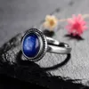 Anillos de racimo Moda 8x10 MM Oval Azul Oscuro Natural Kyanite Mujer 925 Anillo de joyería de plata Regalos de alta calidad Vin224J