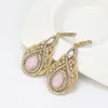 Dangle Brincos Neovisson Moda Elegante Cor de Ouro Rosa Cristal Mulheres Brinco Estilo Turco Noiva Jóias de Casamento Marrocos Senhoras Favoritas