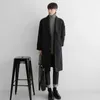 Misturas de lã masculina Mafokuwz japonês blusão longo grosso quente trench coat na moda solto pano de lã coreano streetwear jaqueta 230927